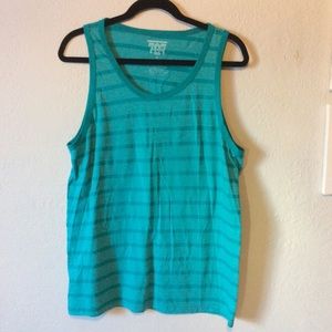 707 Men’s Teal Striped Tank Top, M